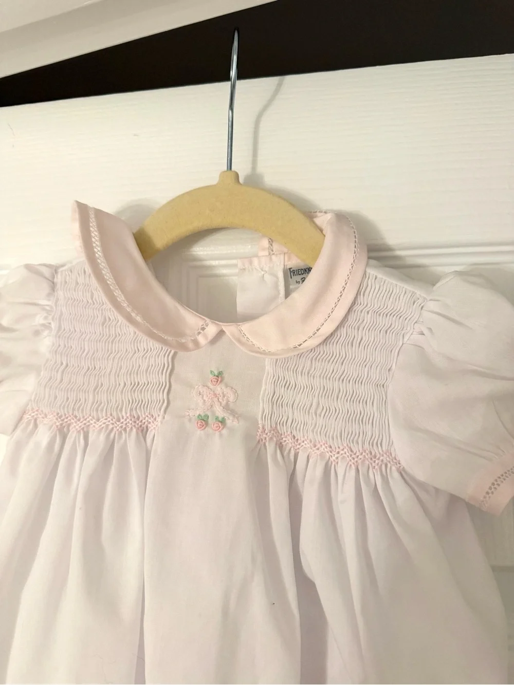 Classic Pink Smocked Baby One-Piece